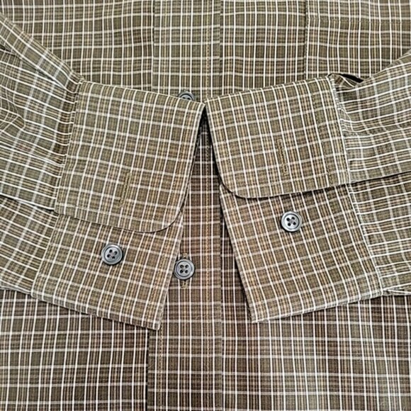 Eddie Bauer Men's Shirt Size XL Tall Khaki Check Relax Fit Button Down Collar - Picture 7 of 11